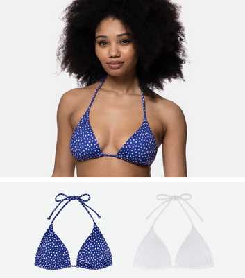 Dorina Blue Spot and White Triangle Bikini Tops
