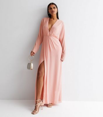 Long sleeve plunge deals dress new look