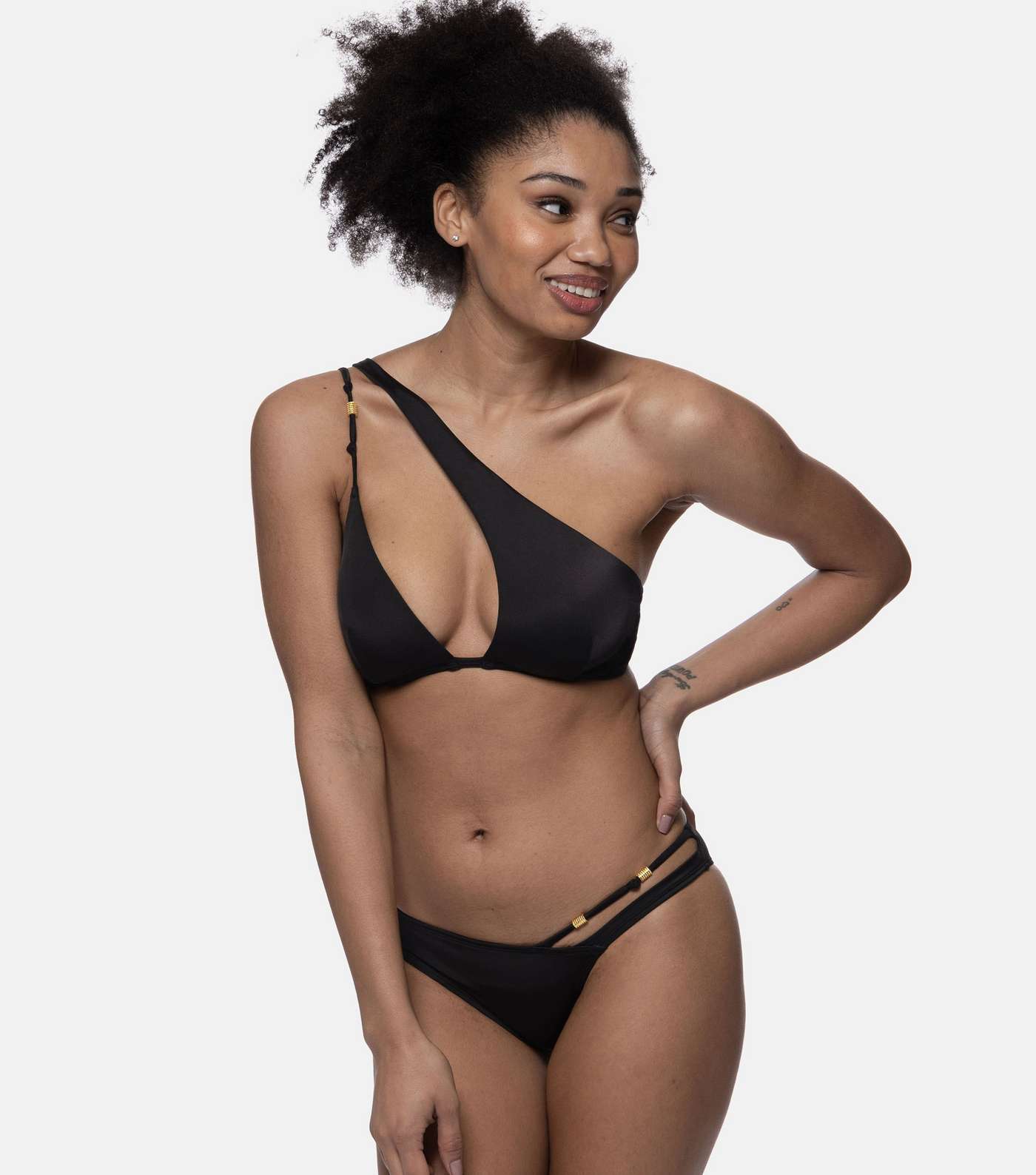 Dorina Black Asymmetric Brazilian Bikini Bottoms Image 2