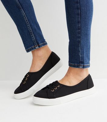 Black canvas on sale trainers womens