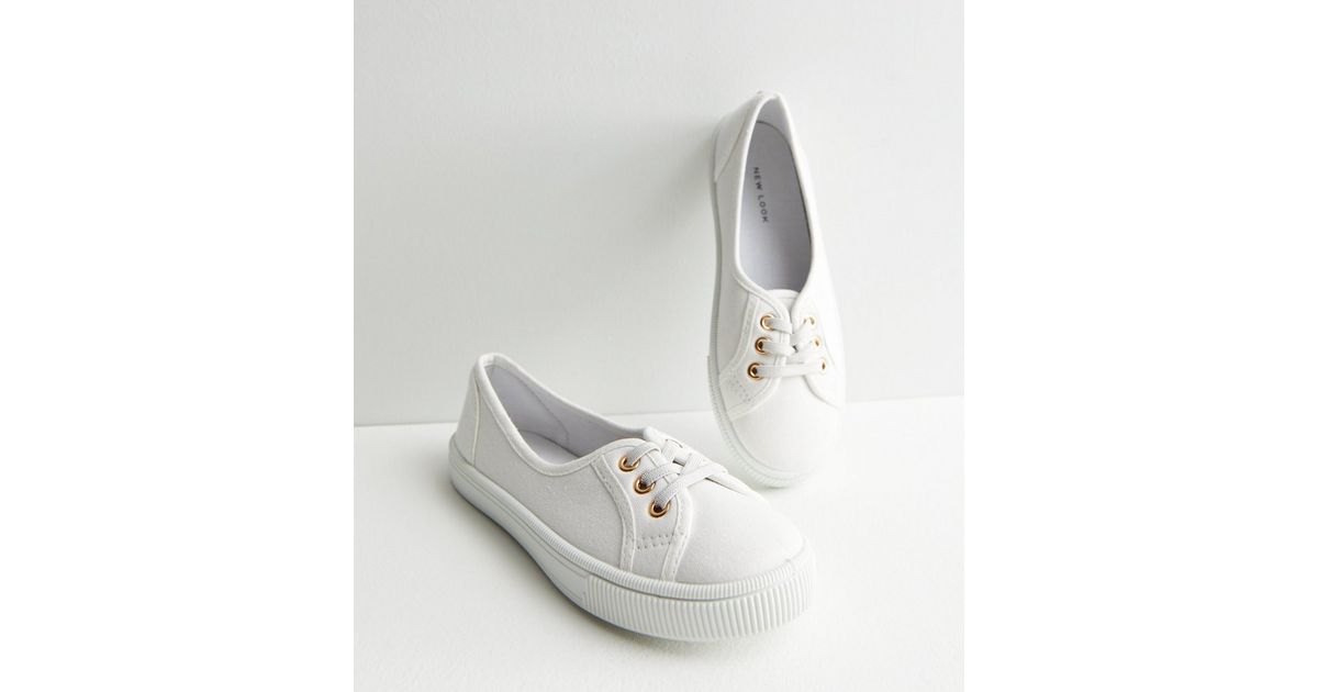 plain white canvas trainers