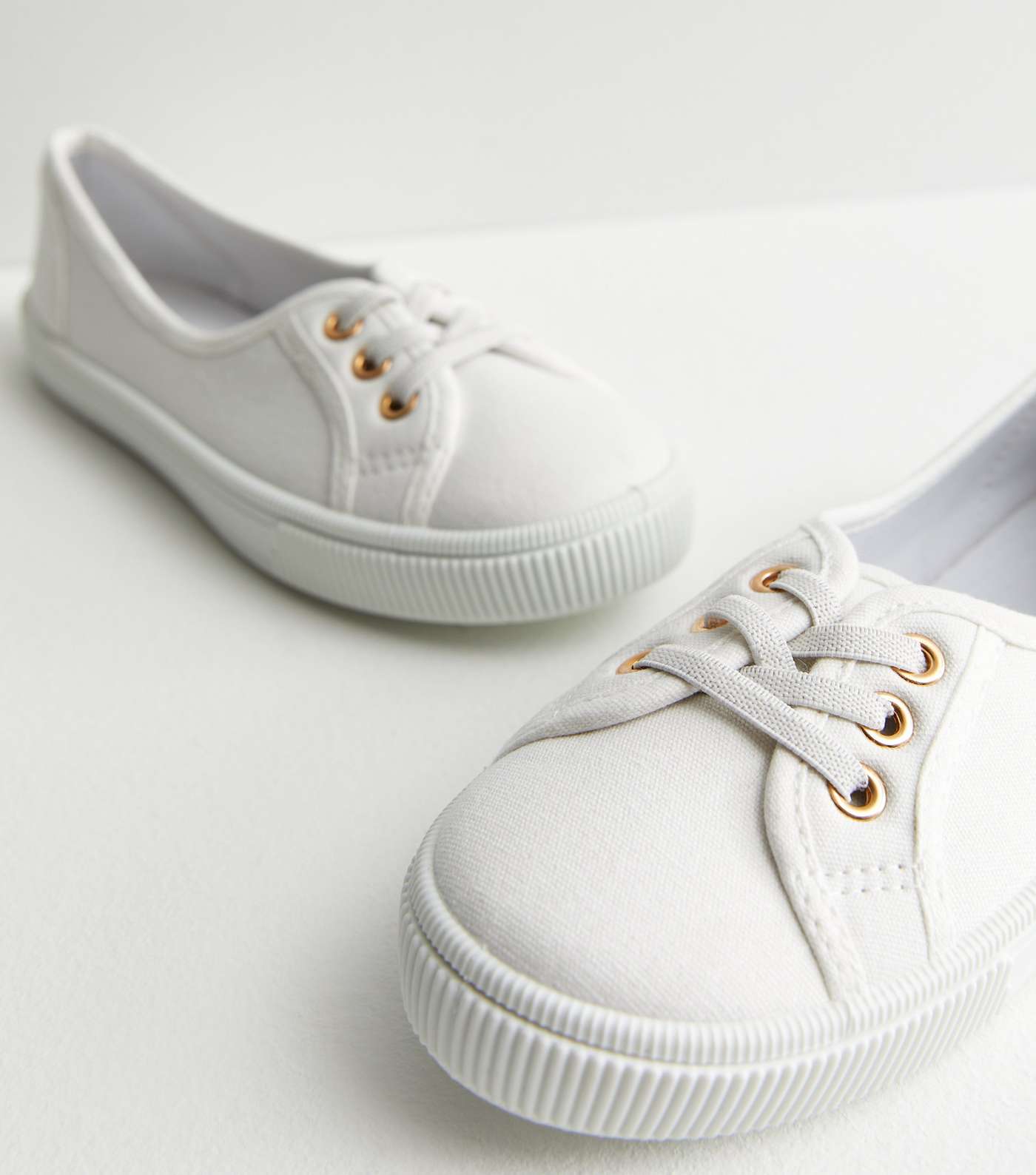 White Canvas Lace Front Trainers Image 4
