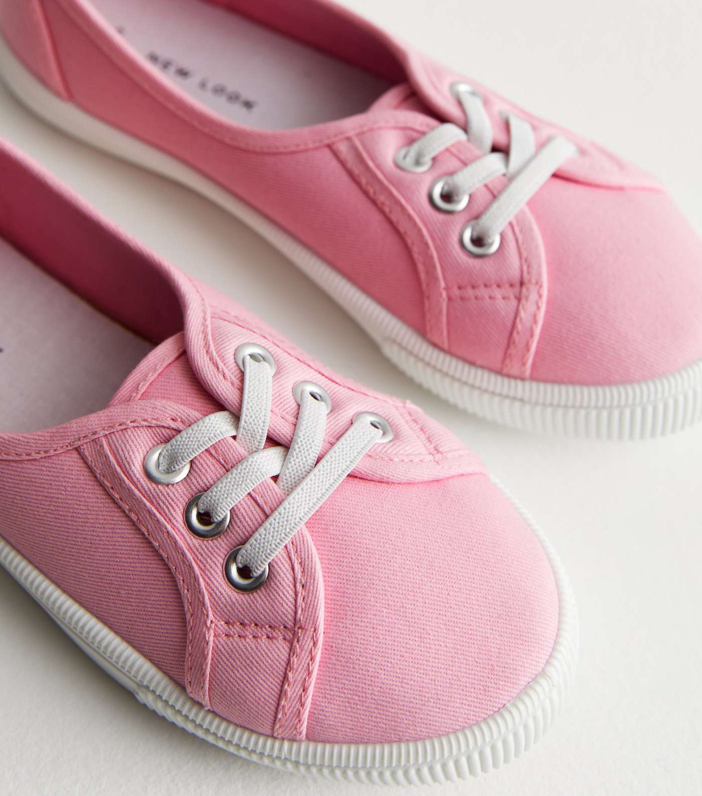 Pink Canvas Lace Front Trainers Image 4