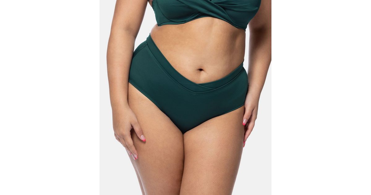 Dorina Curve Dark Green Midi Full Coverage Bikini Bottoms
