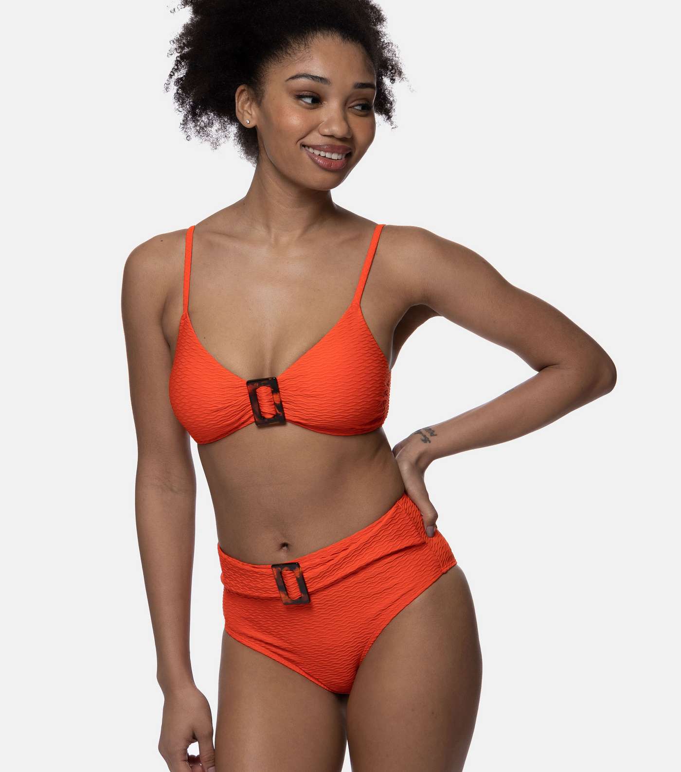 Dorina Bright Orange Buckle Front Bikini Top Image 2