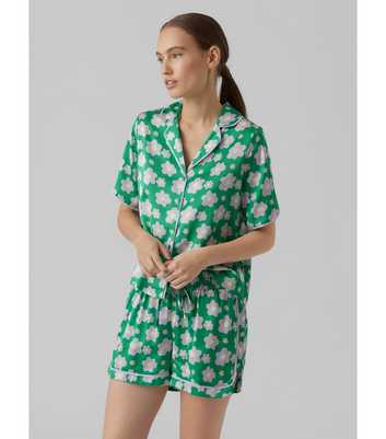 Vero Moda Green Short Pyjama Set with Floral Print
