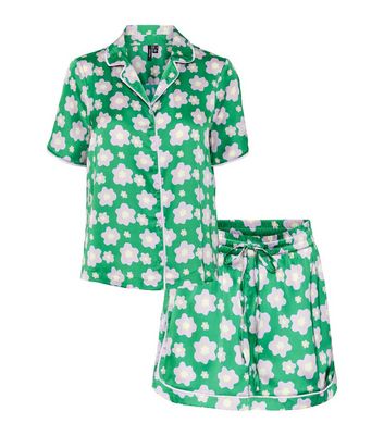 Vero Moda Green Short Pyjama Set with Floral Print New Look