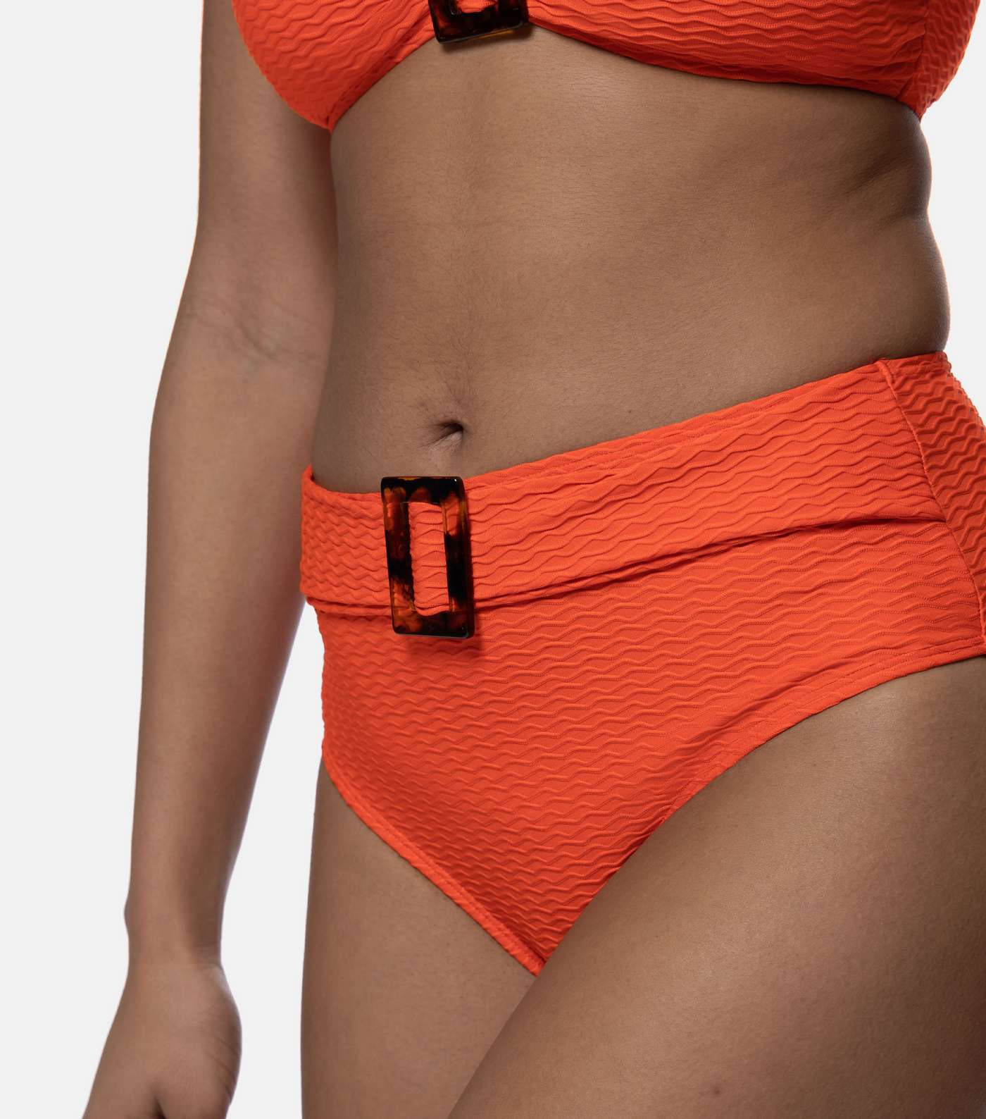 Dorina Bright Orange High Waist High Leg Buckle Bikini Bottoms Image 4