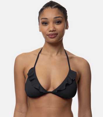 Dorina Black Frill Lightly Padded Triangle Bikini Top