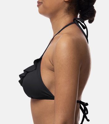 Dorina Black Frill Lightly Padded Triangle Bikini Top New Look