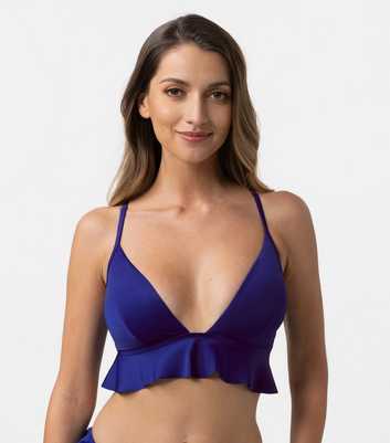 Dorina Bright Blue Frill Lightly Padded Bikini Top