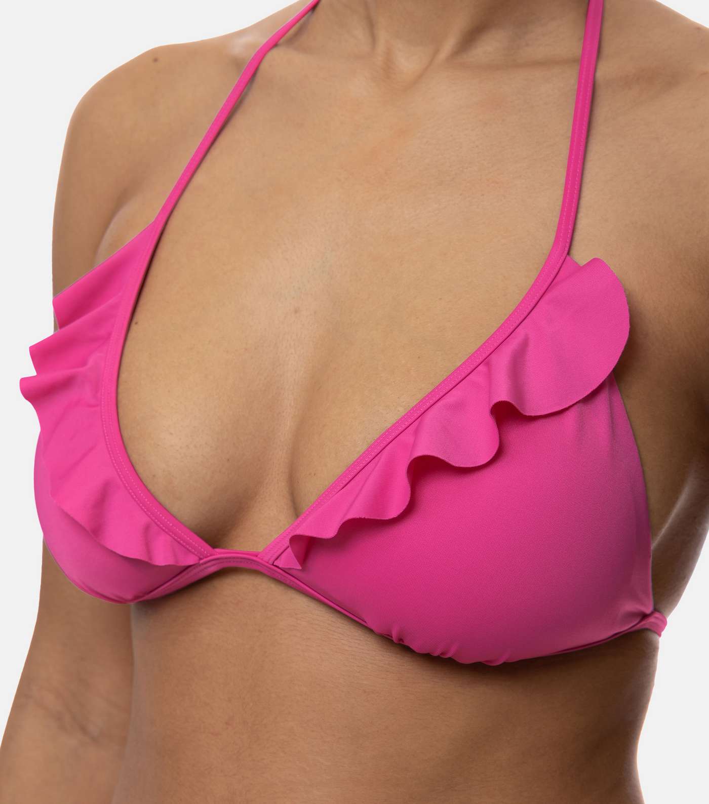 Dorina Bright Pink Frill Lightly Padded Triangle Bikini Top Image 4