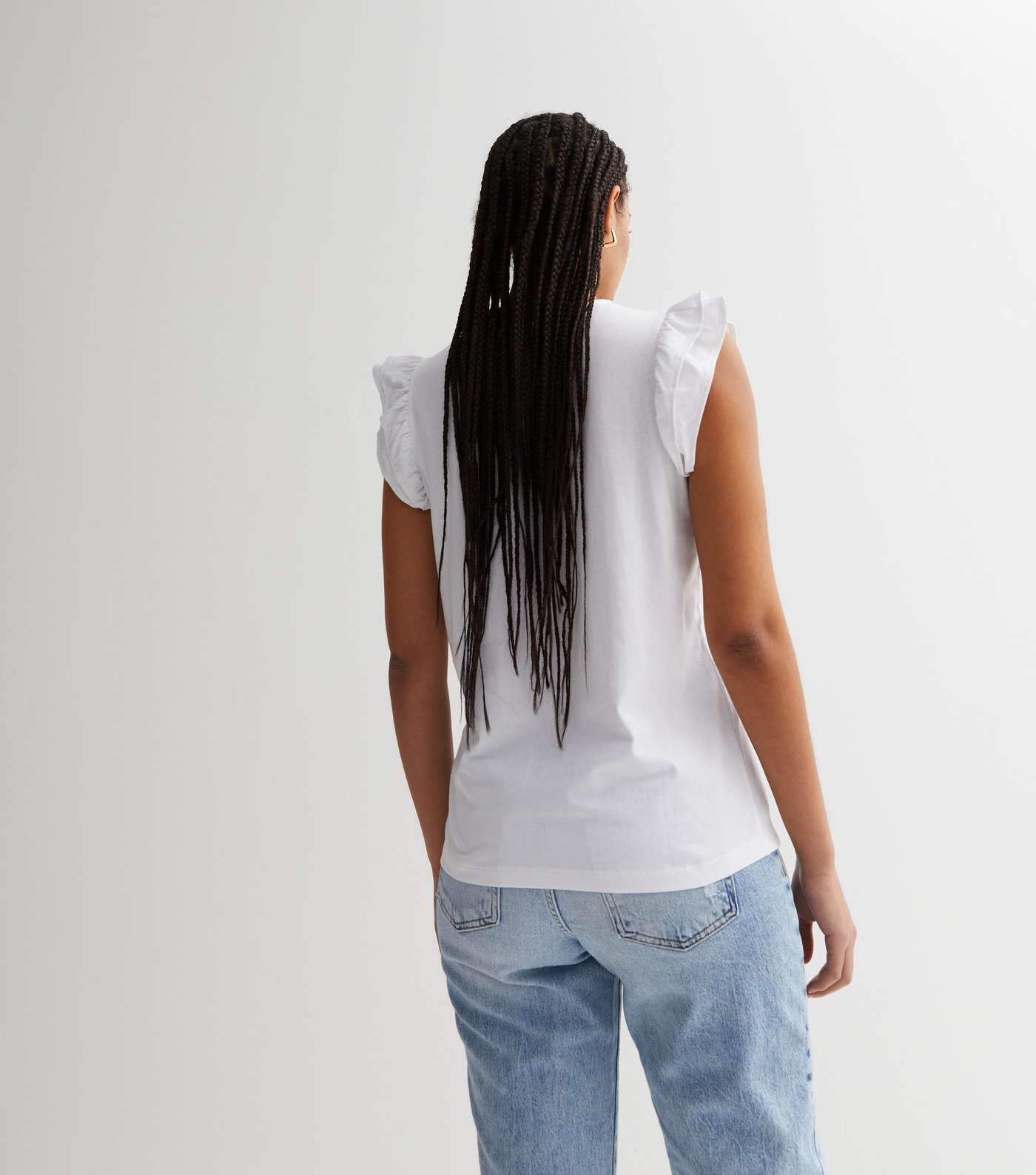 White Cotton Frill Sleeve Vest Image 4