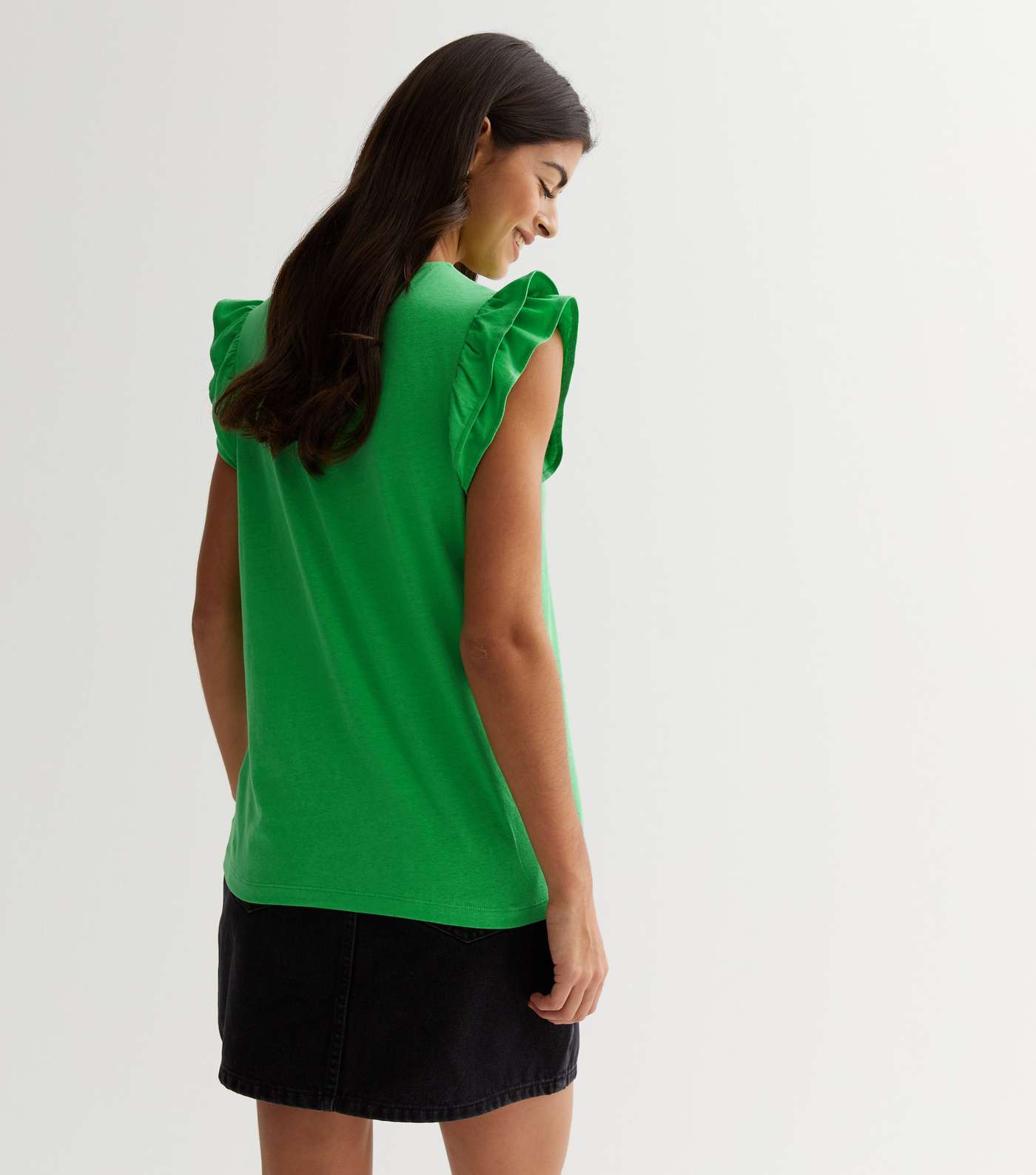 Green Cotton Frill Sleeve Vest Image 4
