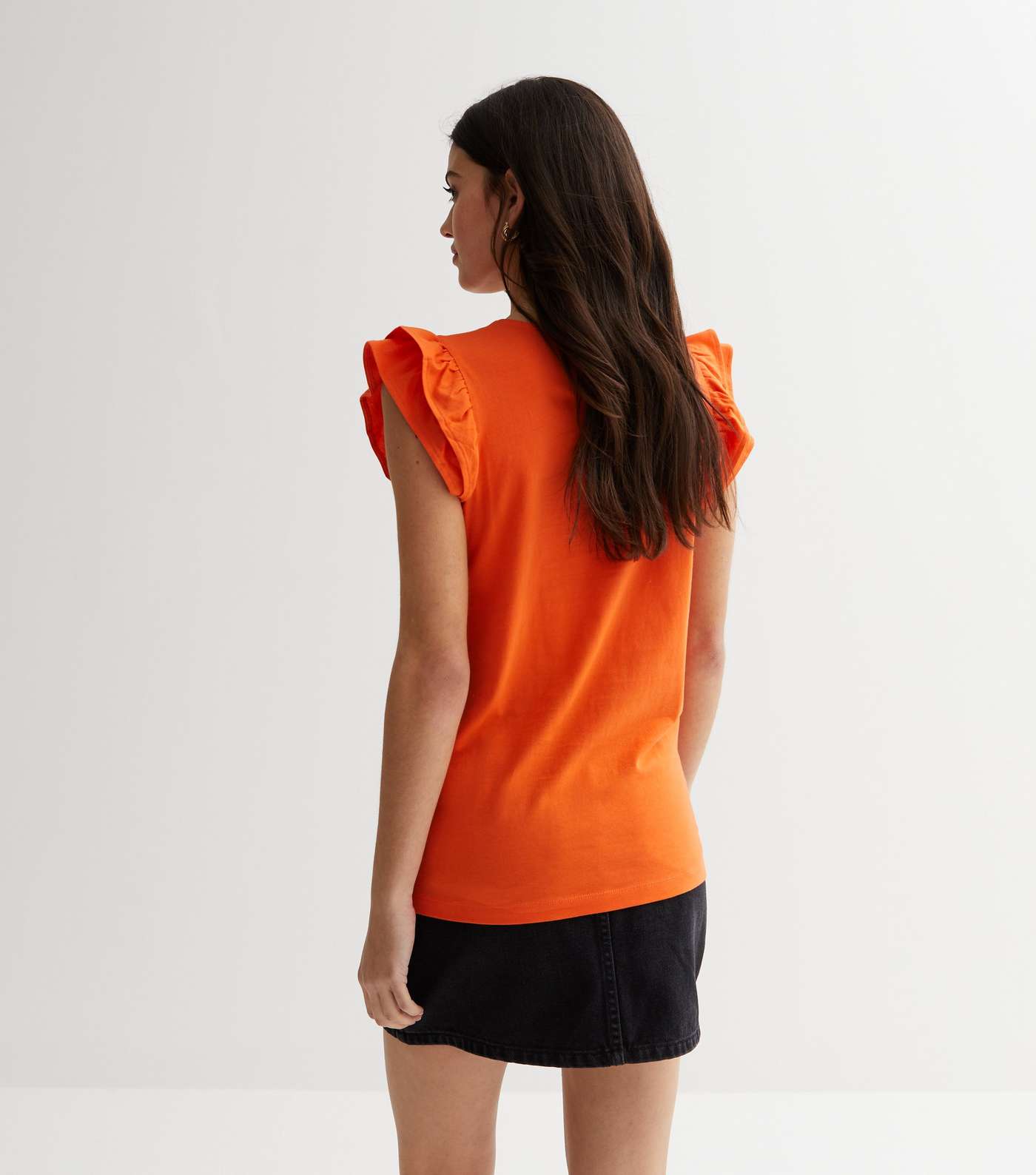 Bright Orange Cotton Frill Sleeve Vest Image 4