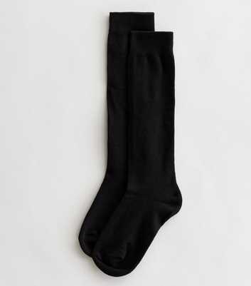 Girls 2 Pack Black Ribbed Knee High Socks