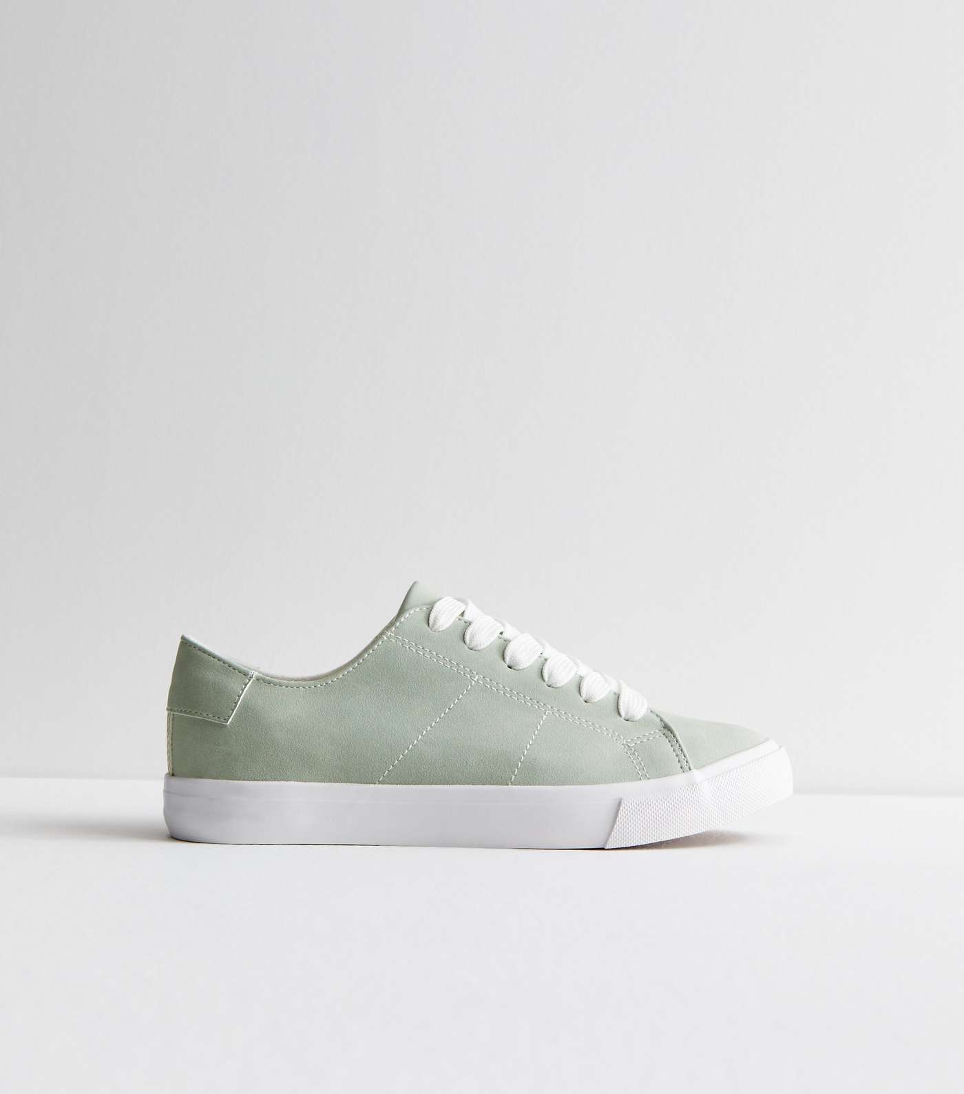 Mint Green Suedette Lace Up Trainers Image 3