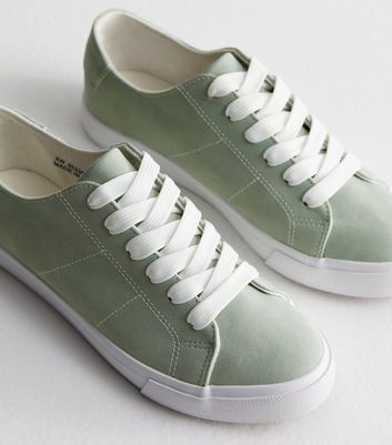 Mint Green Suedette Lace Up Trainers New Look Vegan