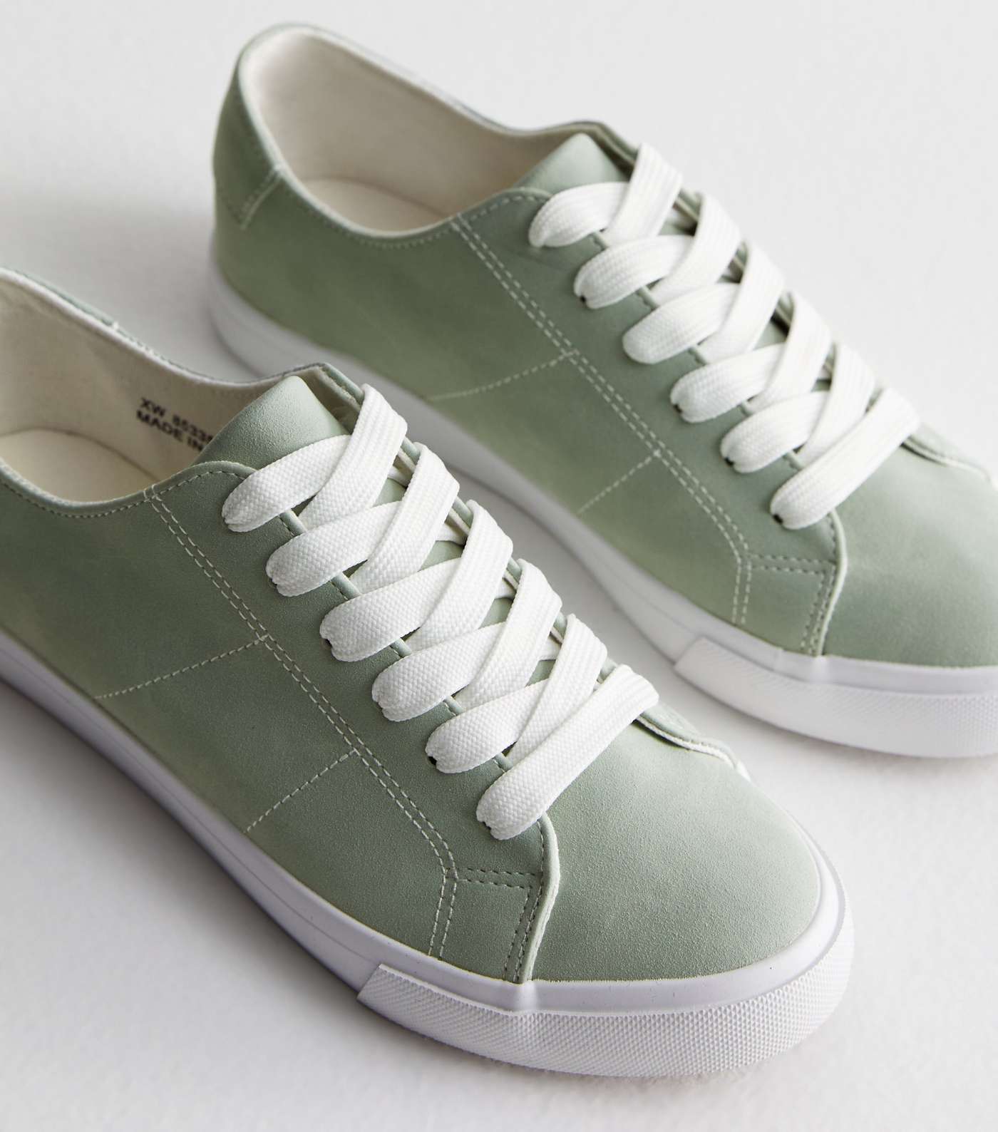 Mint Green Suedette Lace Up Trainers Image 5