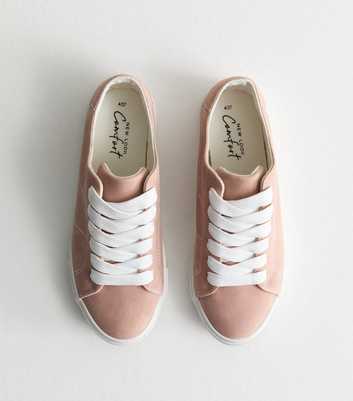 Pink Suedette Lace Up Trainers