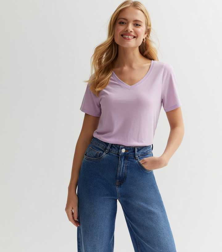 mauve v neck t shirt