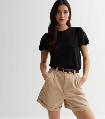Black Flutter Sleeve T-Shirt