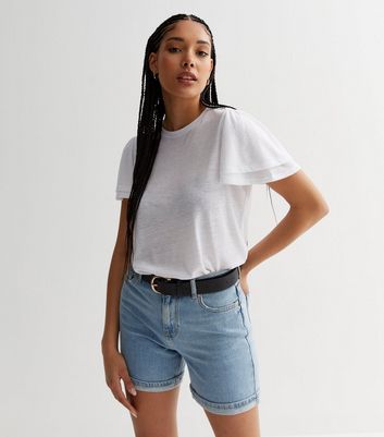 White Flutter Sleeve T-Shirt | New Look