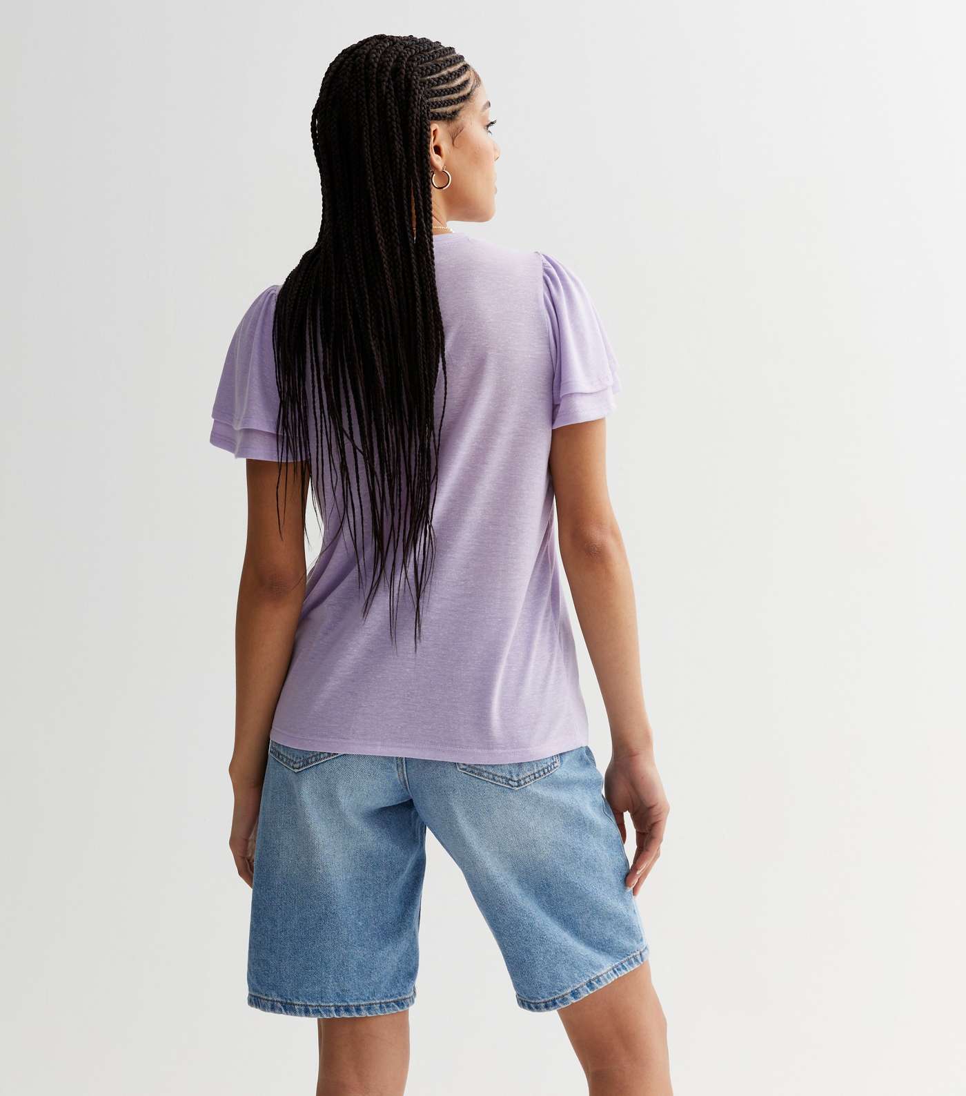 Lilac Flutter Sleeve T-Shirt Image 4
