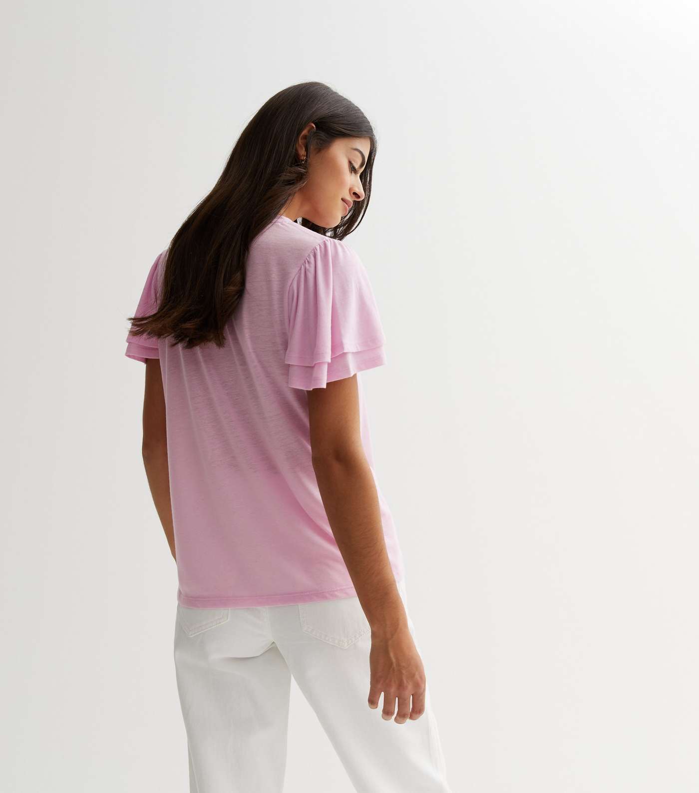 Pink Flutter Sleeve T-Shirt Image 4