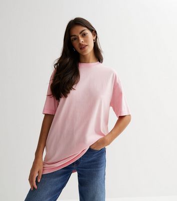 Pink Acid Wash Oversized T-Shirt