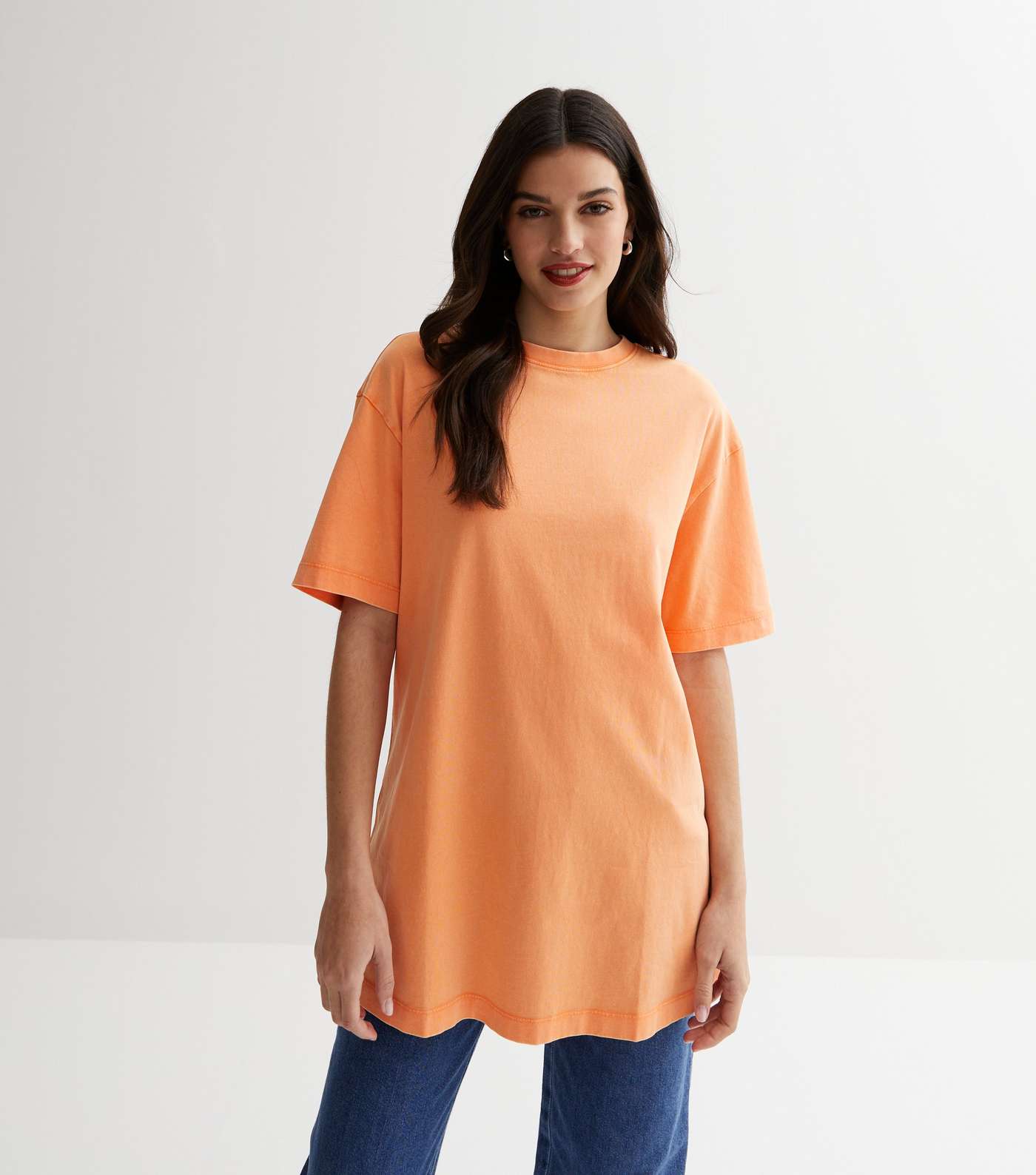 Orange Acid Wash Oversized T-Shirt