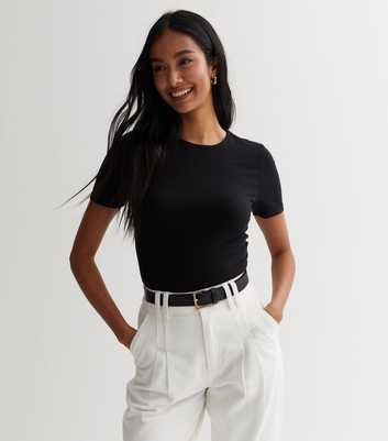 Black Jersey Short Sleeve Crop T-Shirt