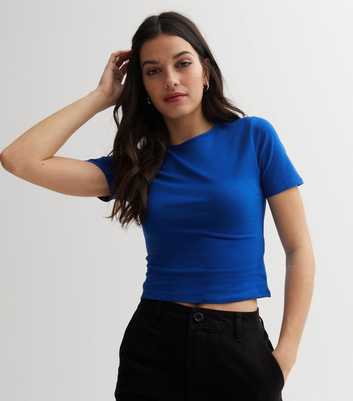 Bright Blue Jersey Short Sleeve Crop T-Shirt