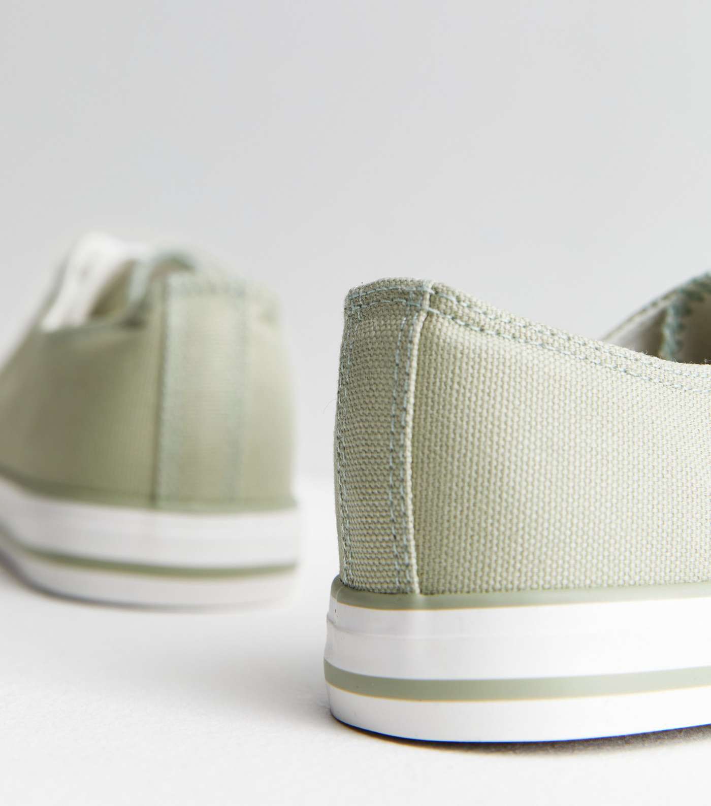 Light Green Canvas Lace Up Trainers Image 5