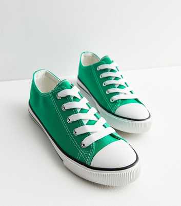 Green Canvas Lace Up Trainers