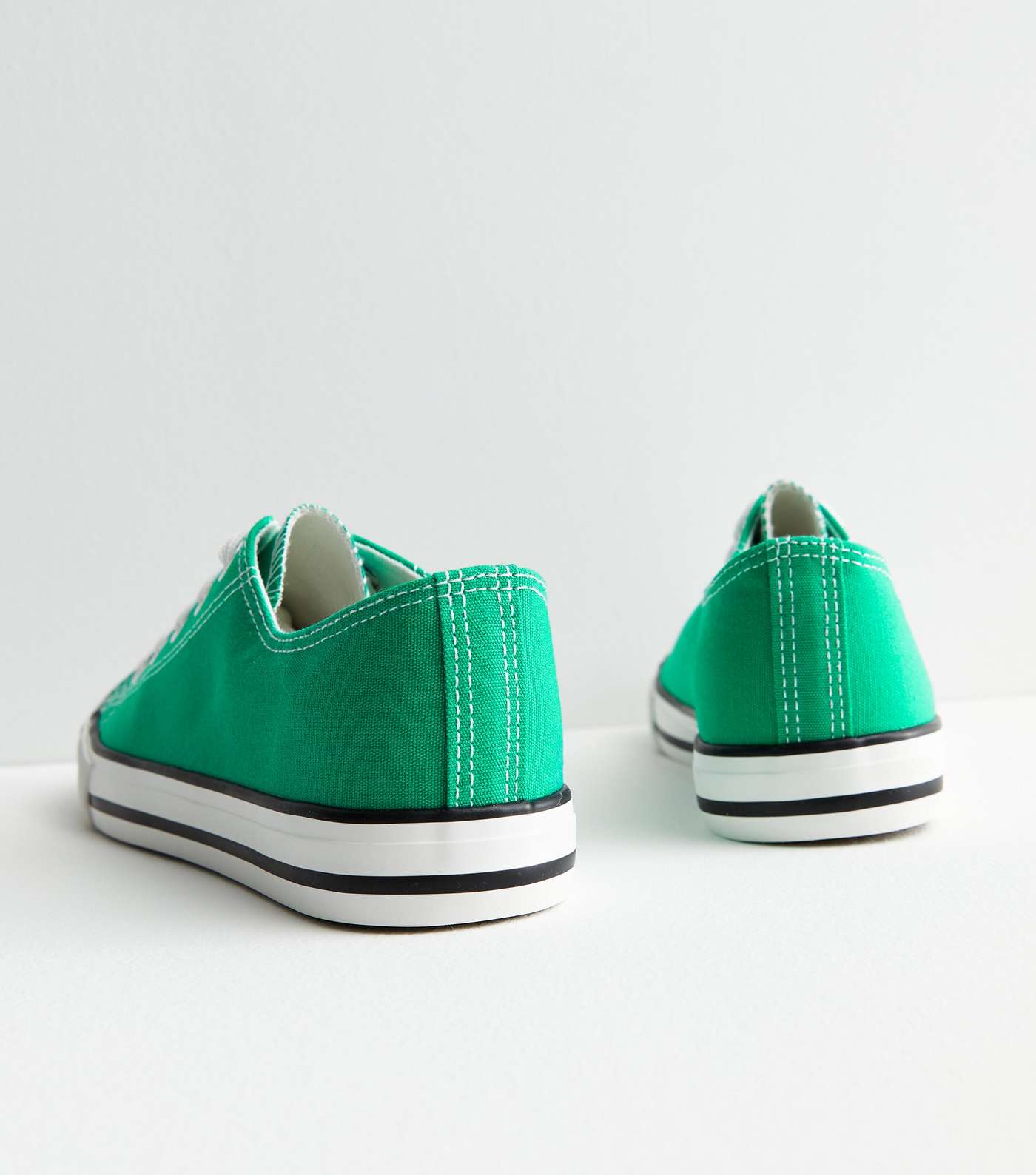 Green Canvas Lace Up Trainers Image 4