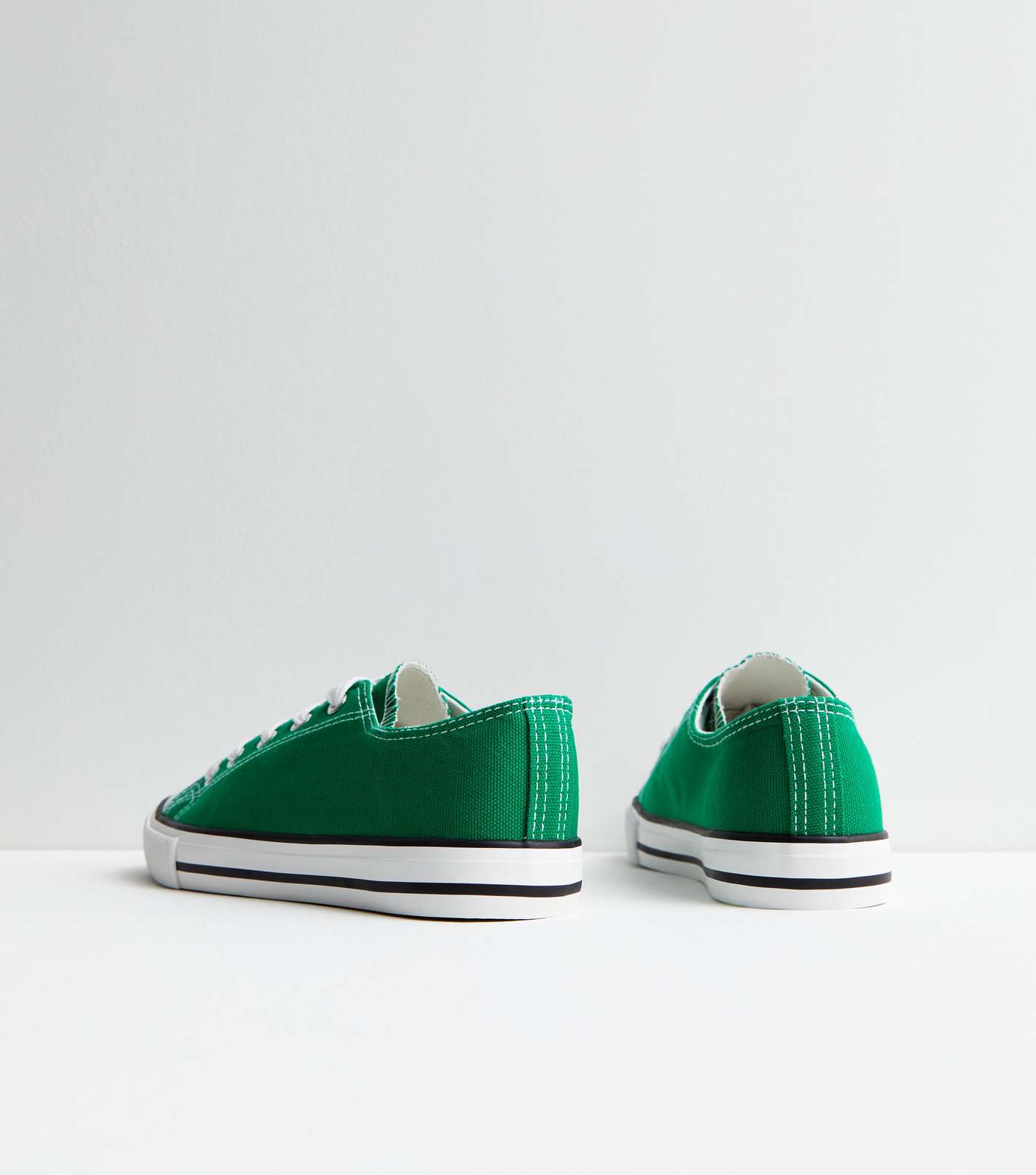 Dark Green Canvas Lace Up Trainers Image 4