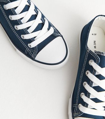Navy Canvas Lace Up Trainers New Look Vegan