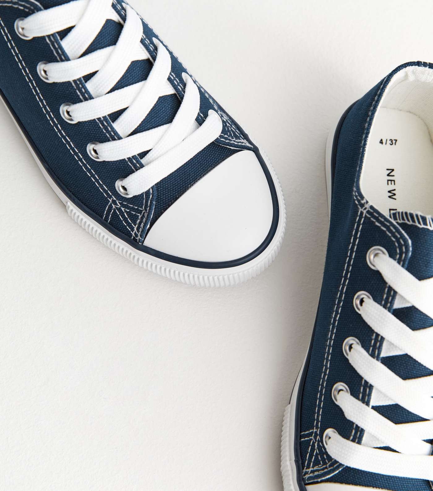 Navy Canvas Lace Up Trainers Image 3