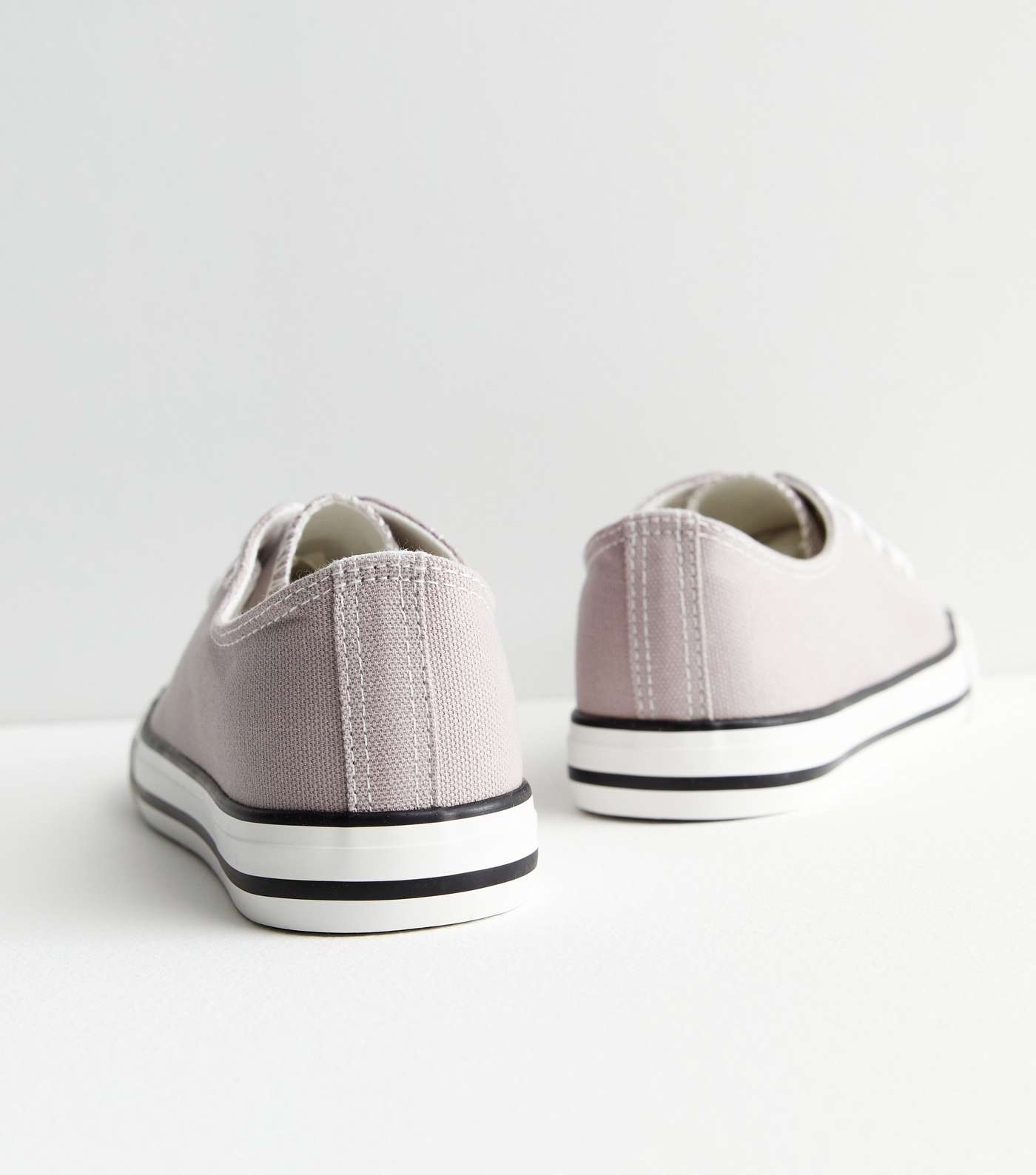 Lilac Canvas Lace Up Trainers Image 4