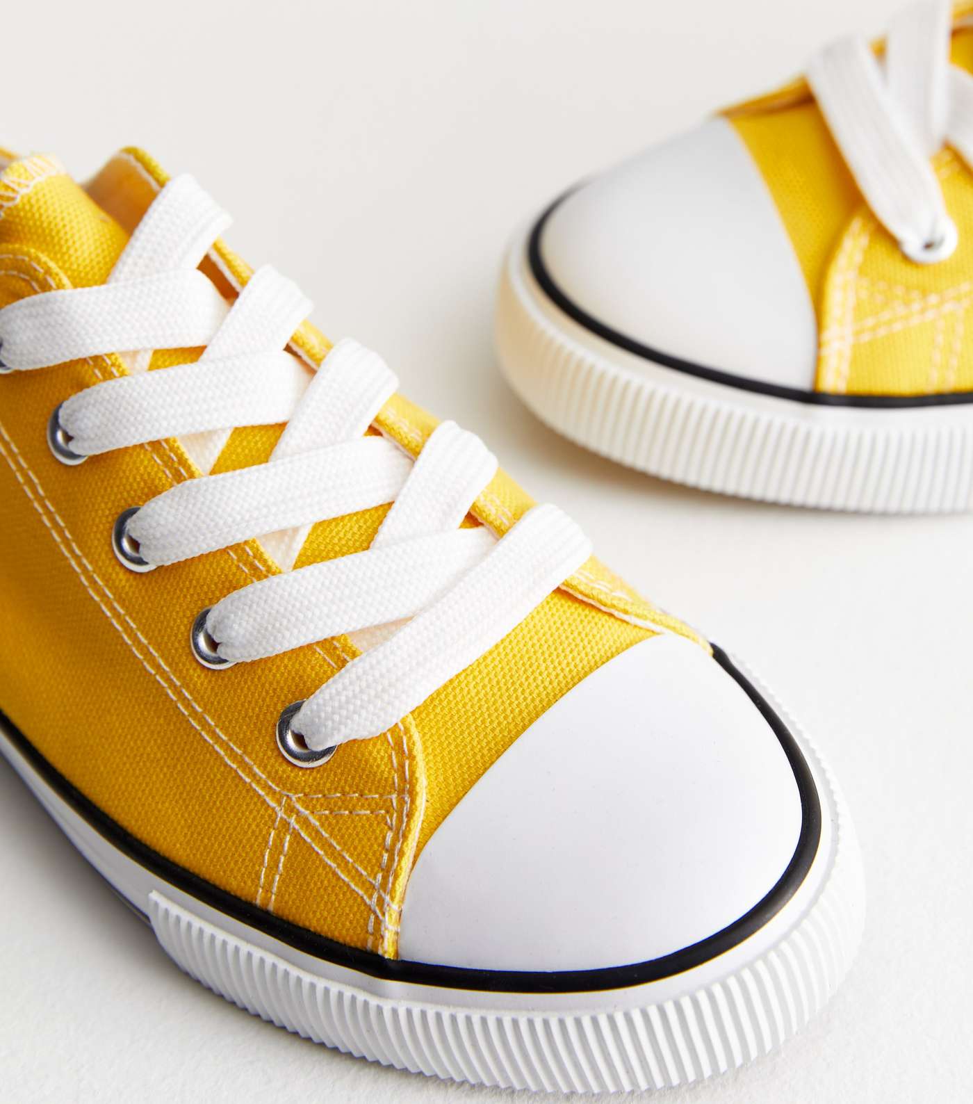 Yellow Canvas Lace Up Trainers Image 4