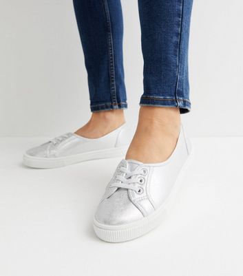 Silver trainers hot sale new look