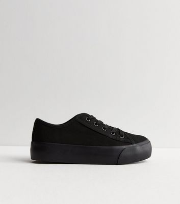 Black platform 2025 canvas shoes