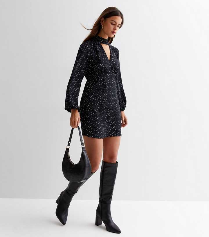 Black Spot High Neck Keyhole Mini Dress | New Look Black Spot High Neck Keyhole Mini Dress | New Look