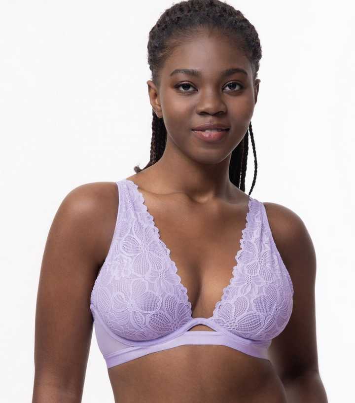 Dorina Exclusive peony lace non padded triangle bralette in lilac