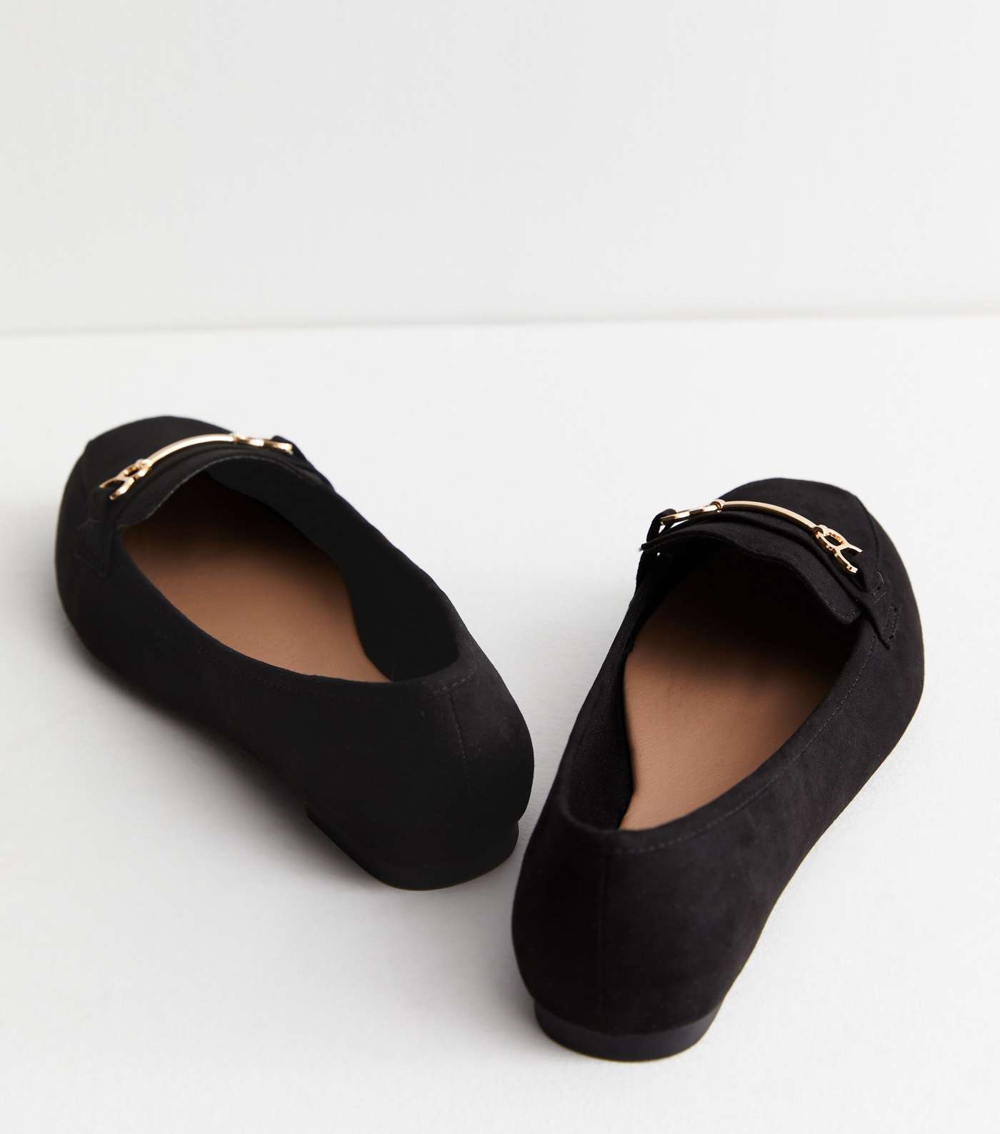 Extra Wide Fit Black Suedette Bar Loafers Image 4