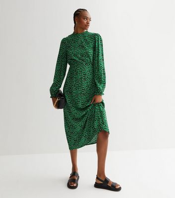 Topshop green leopard on sale dress