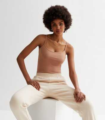 Tan Jersey Scoop Neck Cami Top