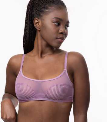 Dorina Mid Pink Stripe Mesh Scoop Neck Bra