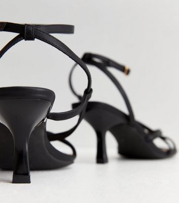 Black Patent Strappy Stiletto Sandals | New Look